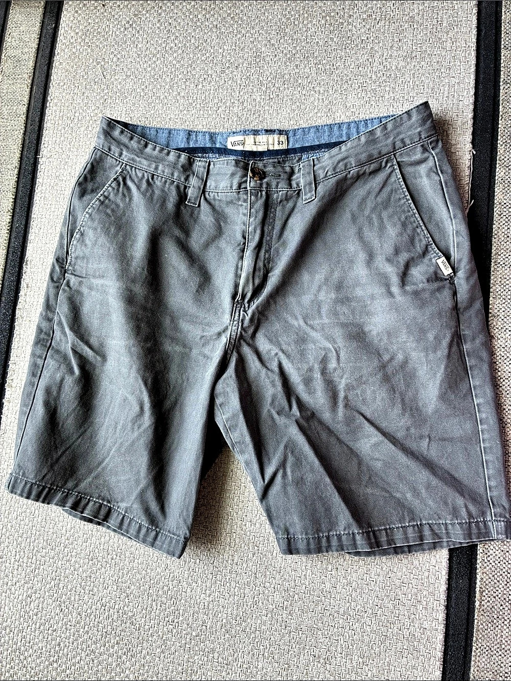 Vans Authentic Chino Shorts Men's Gray Flat Front Shorts Waist 33